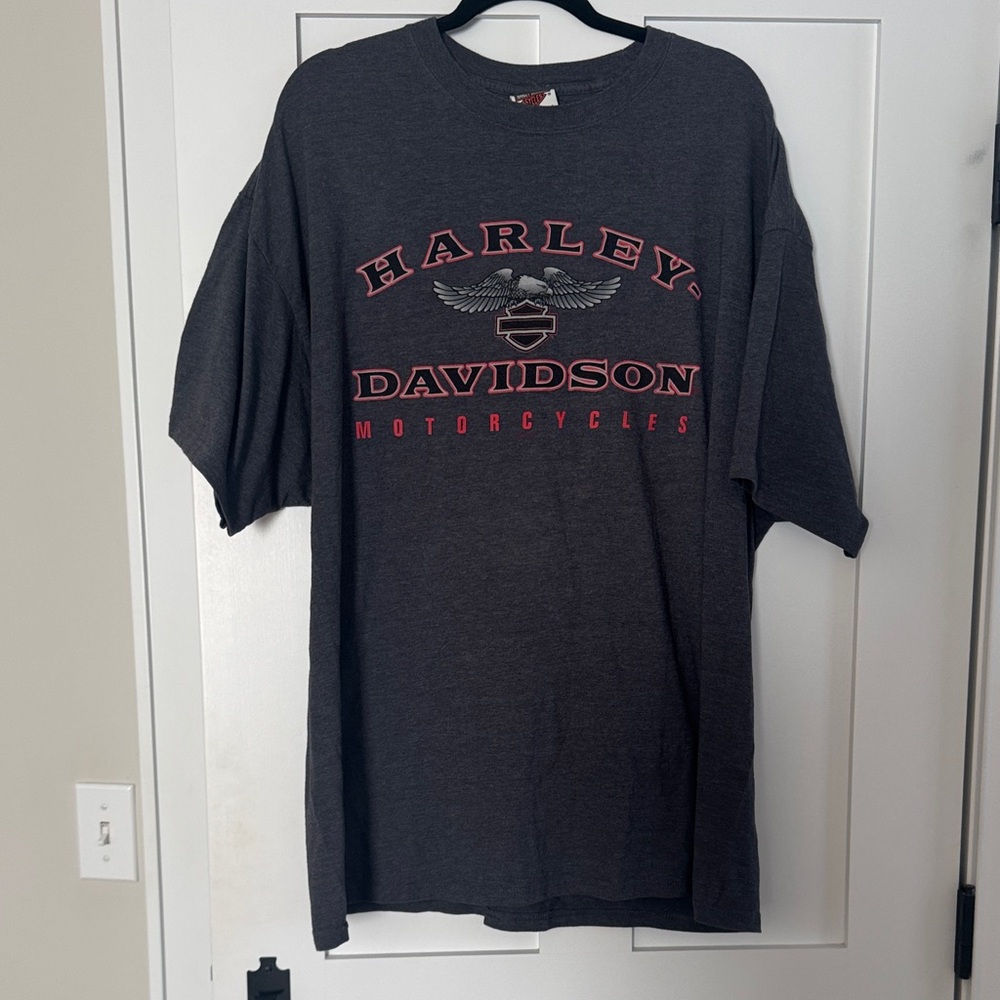Harley-Davidson Men's Charcoal and Red Tee
